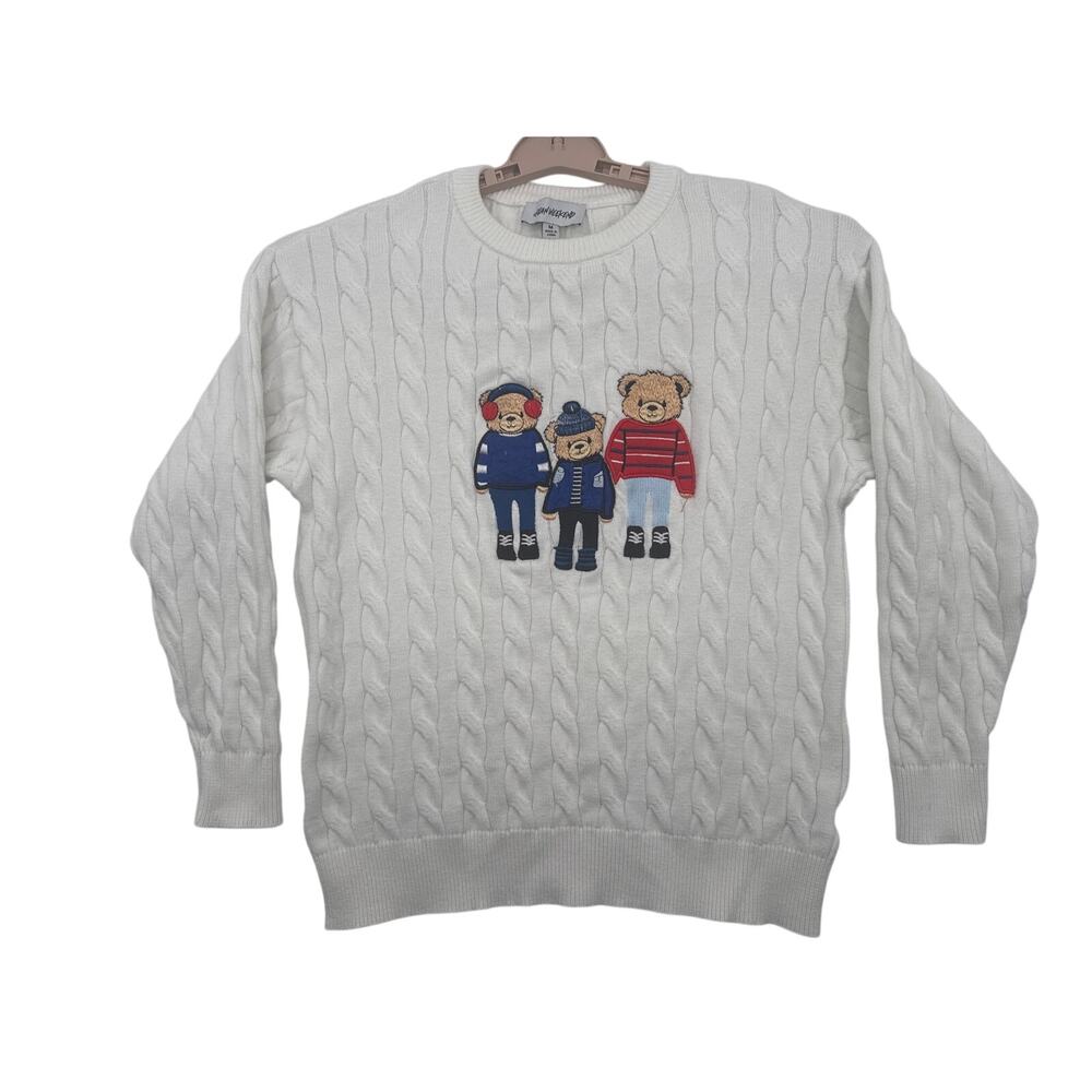 Urban weekend bears sweater white pullover knitted size M